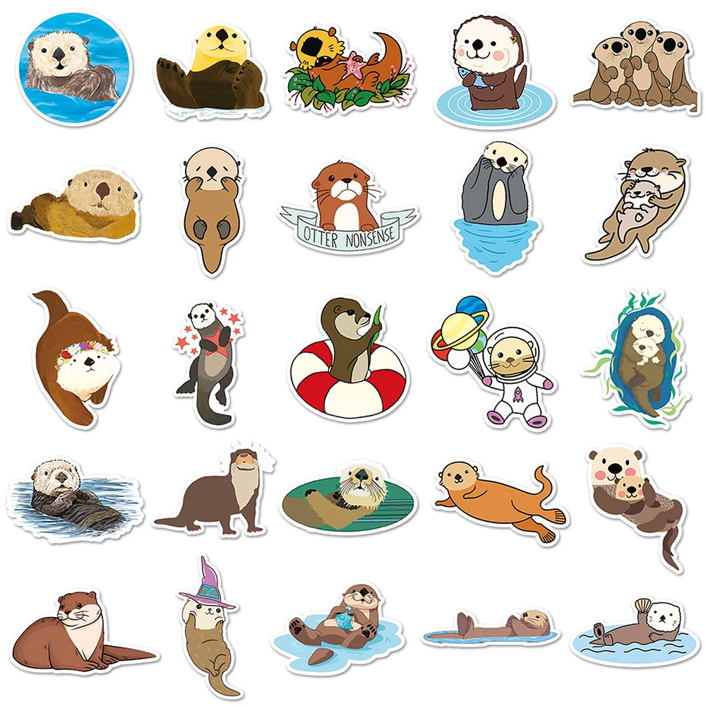 10/30/50pcs Cute Cartoon Otter Stickers Graffiti Decals DIY Laptop Phone Notebook Fridge Waterproof Animals Sticker for Kids Toy images - 6