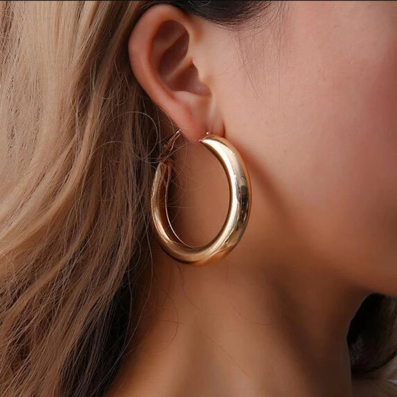 

Fashion Circle Hoop Earrings for Women Gold Color Sliver Color Retro Punk Big Round Hoop Earrings Trend Jewelry Gifts