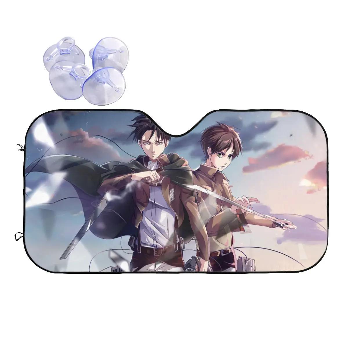 

Eren Levi Attack On Titan Novelty Sunshade Windscreen Shingeki no Kyojin Anime Aluminium Foil Sunshade Visor Sunscreen Curtain