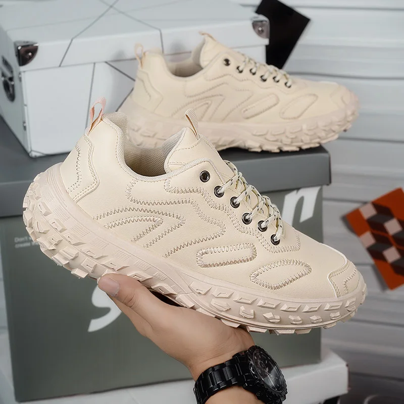 Men Running Shoes Leather Waterproof Athletic Sneakers Men Wear-resistant Men Walking Sport Shoes Zapatillas Deportivos Hombre