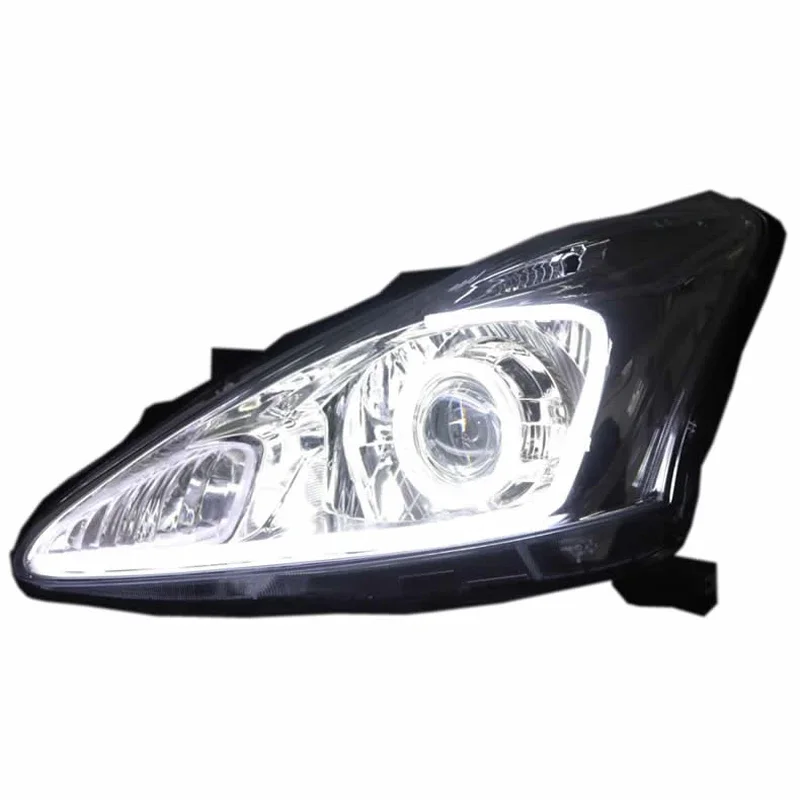 Фото Кастомизированные светодиодные фары Full LED для Nissan TIIDA 2005-2014 с биксеноновыми линзами и дневными ходовыми огнями (DRL) №1