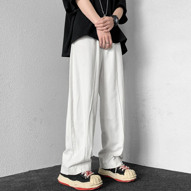 Summer Blue/White Baggy Jeans Men Fashion Casual Straight Jeans Mens Streetwear Loose Hip Hop Wide Legs Denim Pants Men M-2XL