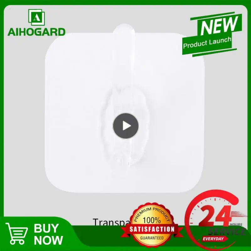 

1~40PCS Strong Self Adhesive Hooks Transparent Punch-free Door Hook Strong Stickiness Kitchen Bathroom Clothes Tools Hook