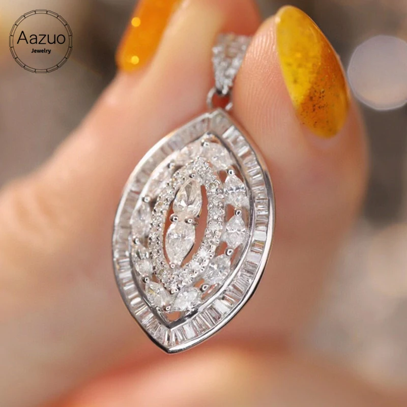 Ожерелье Aazuo из 18-каратного белого золота с настоящим бриллиантом 1 0 карата