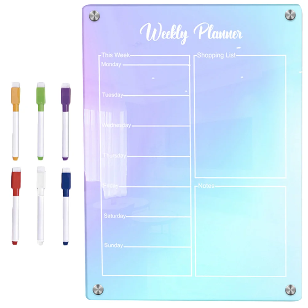 

Magnetic Planner Fridge Weekly Calendar Handwriting Pens Decorate Acrylic Colored Refrigerator Dry Erase