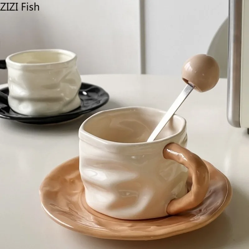 Цветная керамическая кофейная чашка и набор тарелок Офисная кружка для