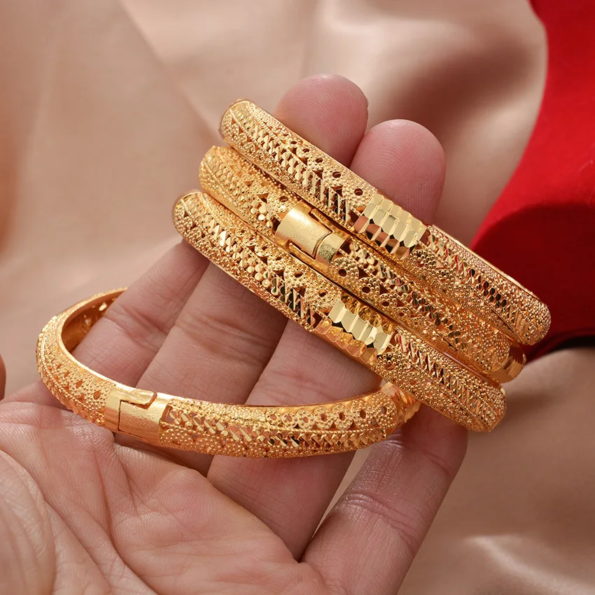 

Ethnic Dubai Gold Color Wedding Bangles For Women Saudi Arab Ethiopian Bracelet&Bangles Jewelry Party Gifts