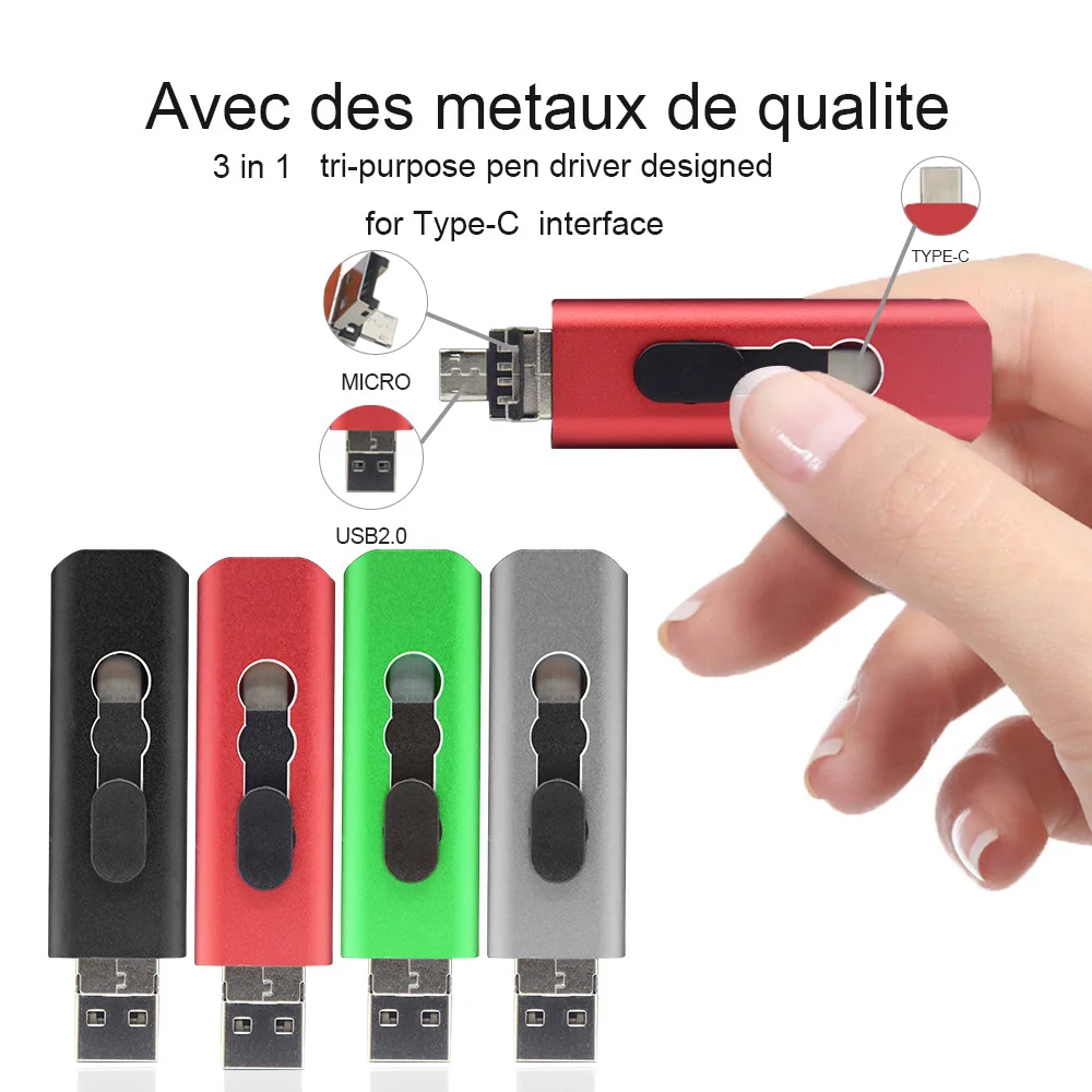 

Высокоскоростной флеш-накопитель USB 2,0 OTG, 16 ГБ, 32 ГБ, 64 ГБ, флеш-накопитель 3 в 1 для смартфонов Android/ПК, фотография, подарки
