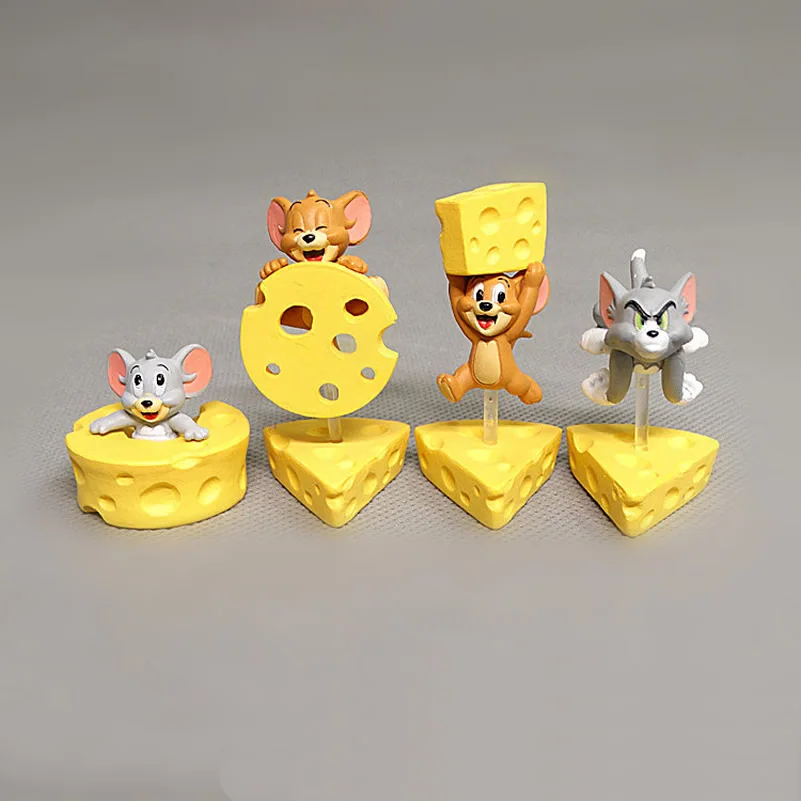 

5pcs/set Cheesecake Cat And Mouse Figure Toy Model Doll Figurine Collection Room Diy Cake Decoration