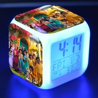 new disney movie encanto mirabel alarm clock cartoon 3d colorful luminous clock digital desktop led night light childrens gifts