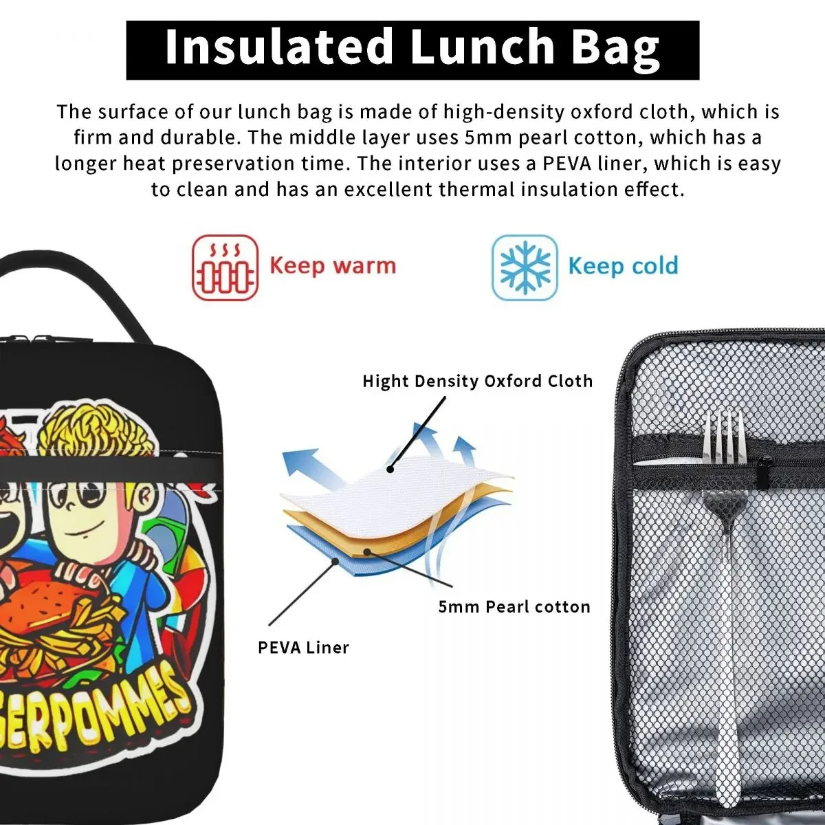 Теплоизолированная сумка для ланча Lukasbs burger16les новинка 2024 песен портативный