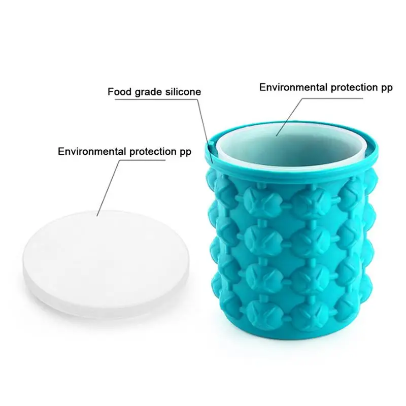 Silicone Ice Cube Maker Ice Cube Mold Tray Portable Bucket Wine Ice Cooler Beer Cabinet Kitchen Tools Drinking Whiskey Freeze