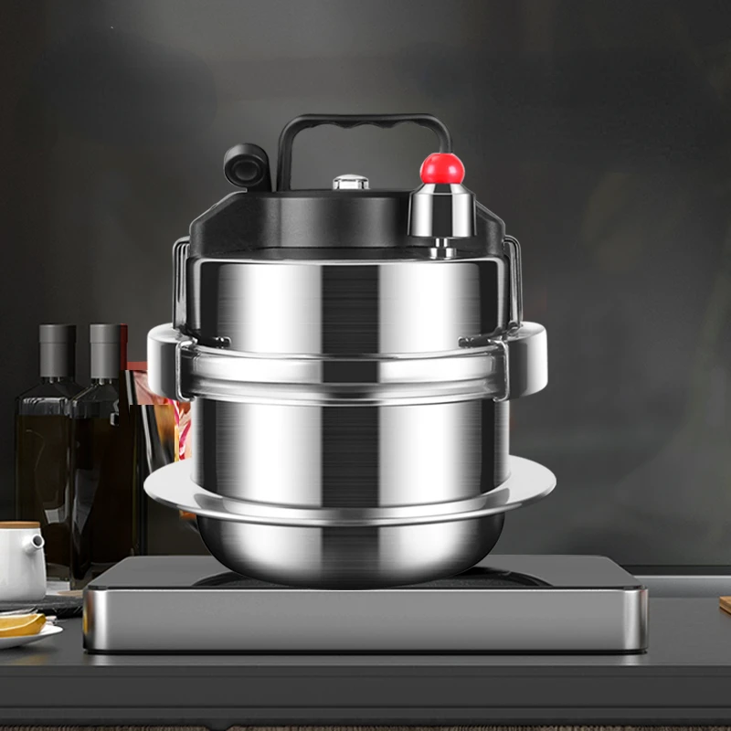 

304 Stainless Steel Pressure Cooker Mini 1-2 People Domestic Gas Stove Induction Cooker General Explosion-proof Double Bottom