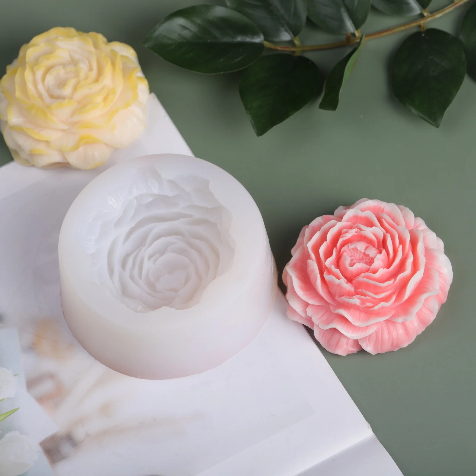 Big Peony Aromatic Candle Jars Supplies Mold DIY Hand Soap Baked Cake Decorative Flowers Silicone Resin Molds Handmade Gypsum