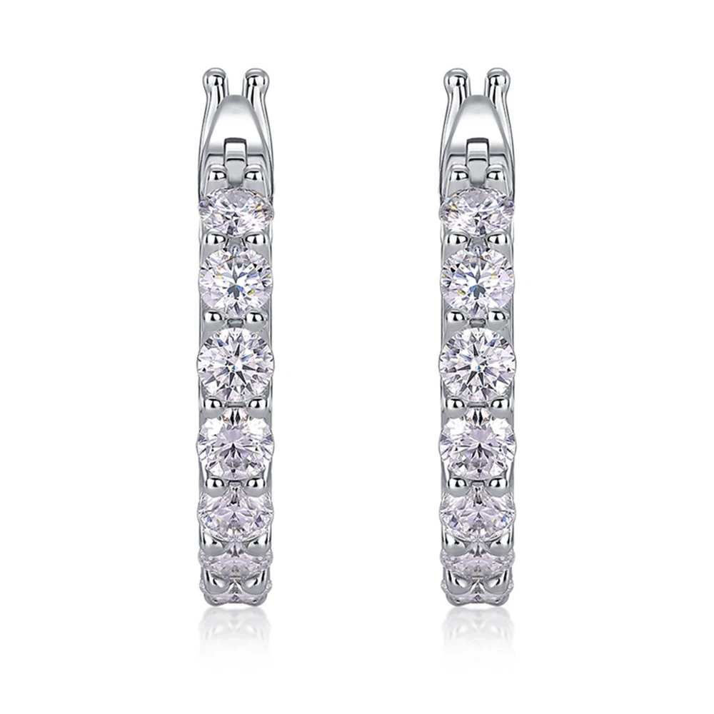 Серьги-кольца Vinregem GRA 3EX VVS1 D цвета с настоящими муассанитами и бриллиантами