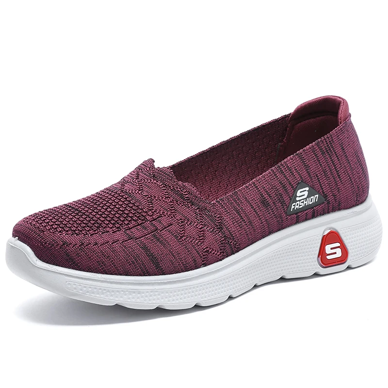 

New Brand Women Vulcanized Shoes Air Mesh Lightweight Wedge Fitness Shoes Female Thick Sole Soft Slip on Casual Walking Sneakers