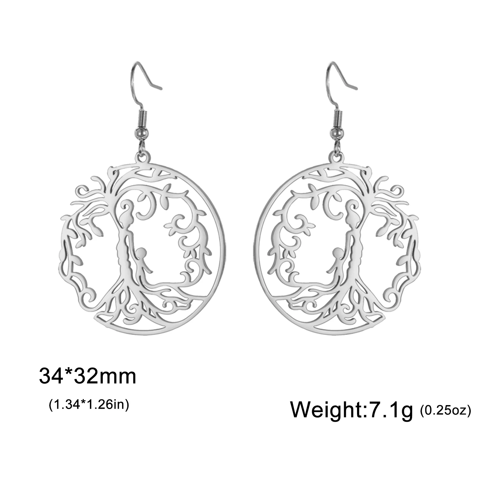 LIKGREAT Серьги-подвески Древо жизни для девочек и мальчиков из нержавеющей стали