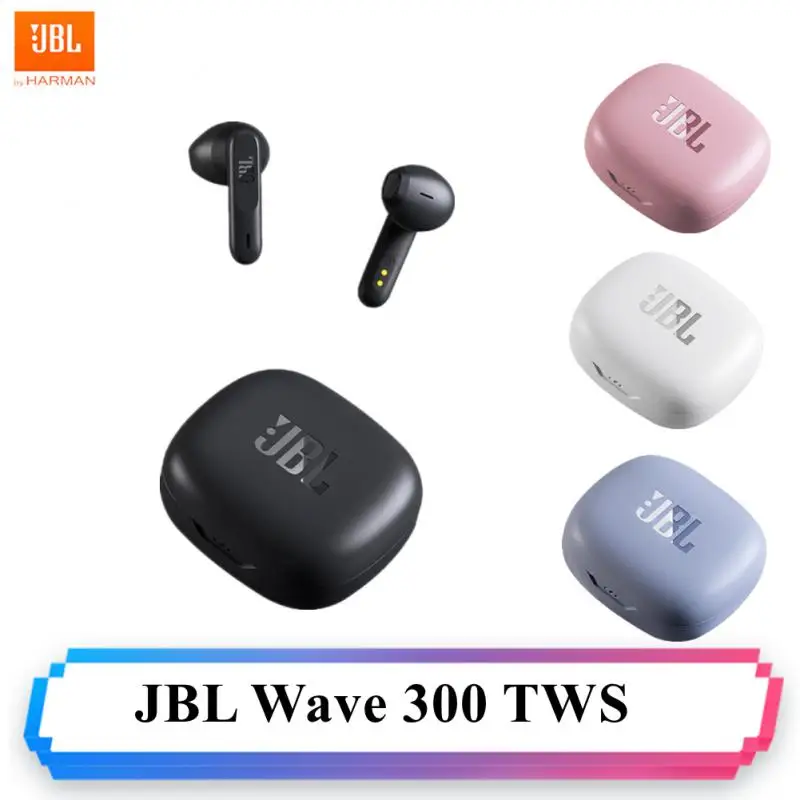 JBL Touch Control Bluetooth Headphone Deep Bass Sound Noise Cancelling Earbuds Waterproof Sport Gaming Wireless Headset Wave 300
