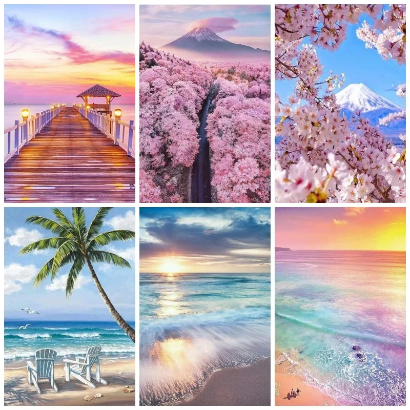 

Flowers Scenery 5D Diamond Painting Full Round Mosaic Cross Stitch Kit Diamond Embroidery Birthday DIY Gift