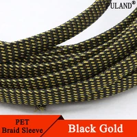 1 meter black gold pet braided wire sleeve 2 4 6 8 10 12 14 16 20 mm tight high density insulated cable protect expandable