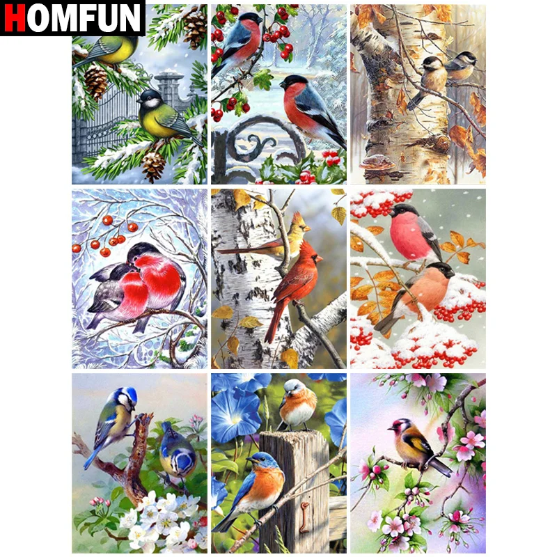 

Алмазная живопись HOMFUN «Птица», полное квадратное/Круглое украшение для стен, инкрустированная смолой, вышивка, ручная работа, вышивка крест...