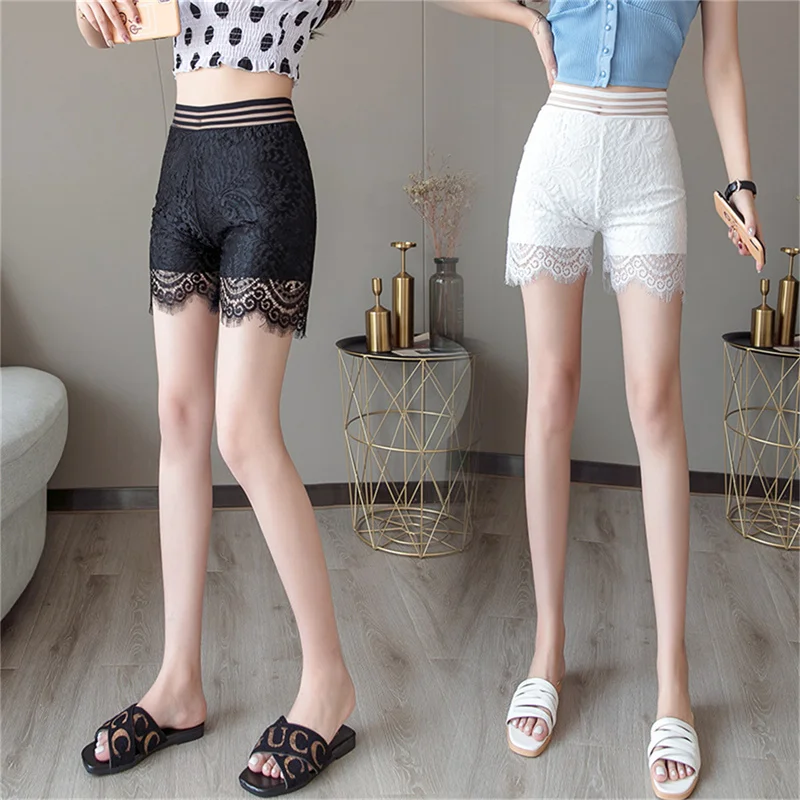 

Summer Women Safety Pants Soft Comfortable Stretch Shorts Lace Panties Anti-lighting Bottoming Shorts