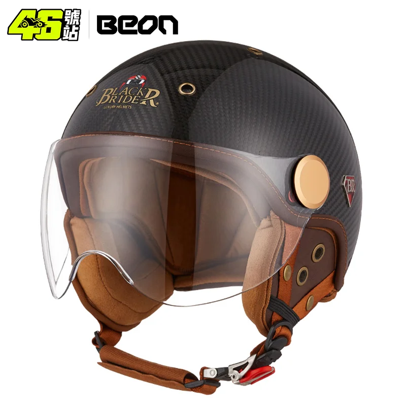BEON New Arrival BR13 Summer Carbon Fiber Open Face Helmets Motorcycle Unisex Adult Light Weight Scooter E-bike Helmets Casque