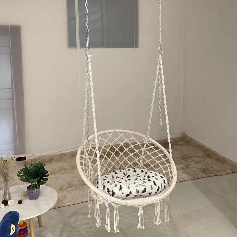 

Outdoor Camping Swing Hammocks гаманець жіночий Round Cotton Rope Woven Hanging Chair Nordic Style Indoor Leisure Bird's Nest 캠핑