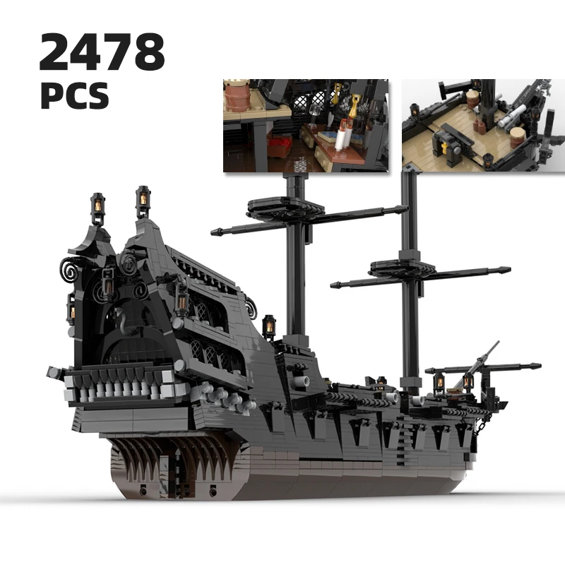 

Pirate ship MOC Pirates of the caribbean boat brick set Captain Jack Sparrow model Sailship building block kit Sailboat warship