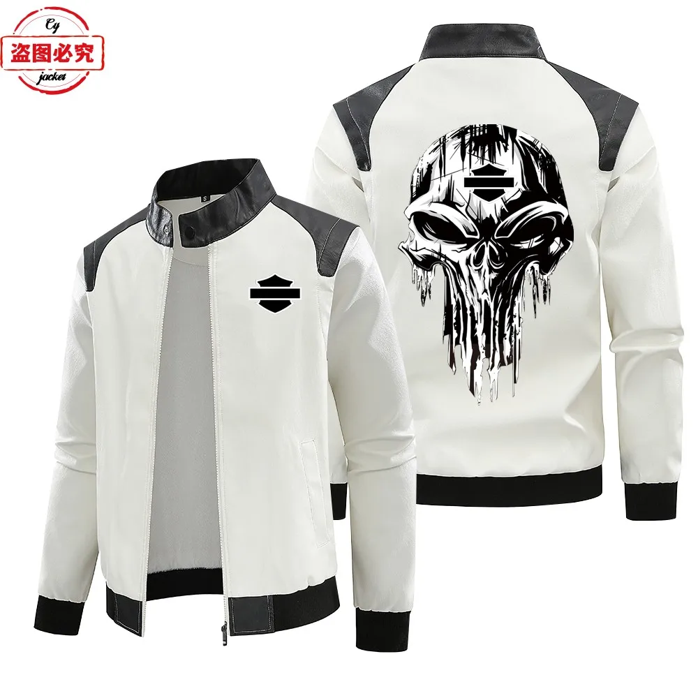 Кожаная куртка с логотипом мотоцикла из искусственной кожи ветрозащитная