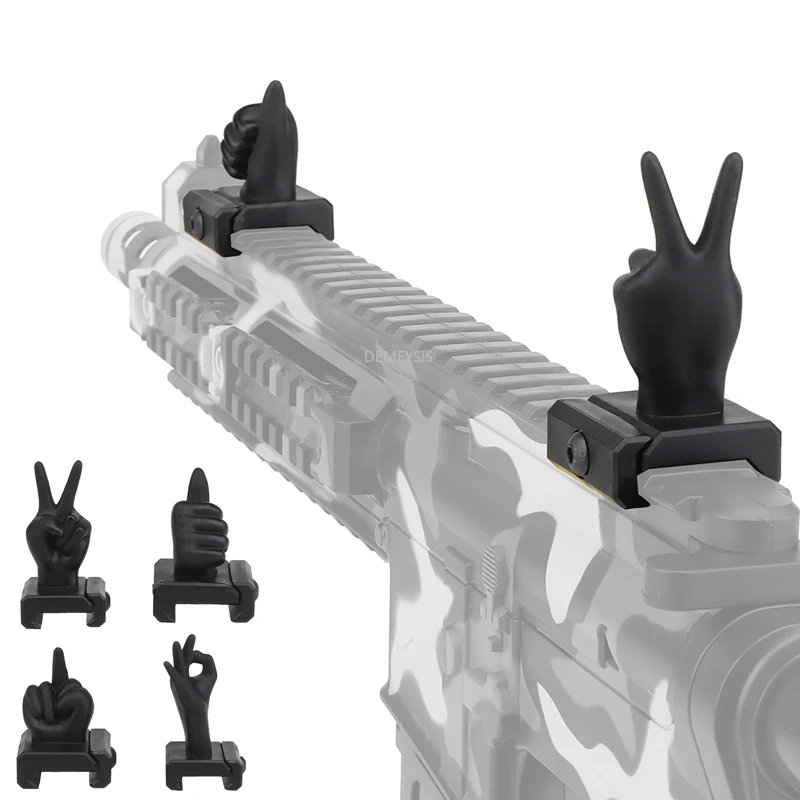 

4 PCS Tactical Sights Portable Novelty Finger Thumb Front and Rear Sight for 20mm Rail Mount Base Hunting Shooting Scope