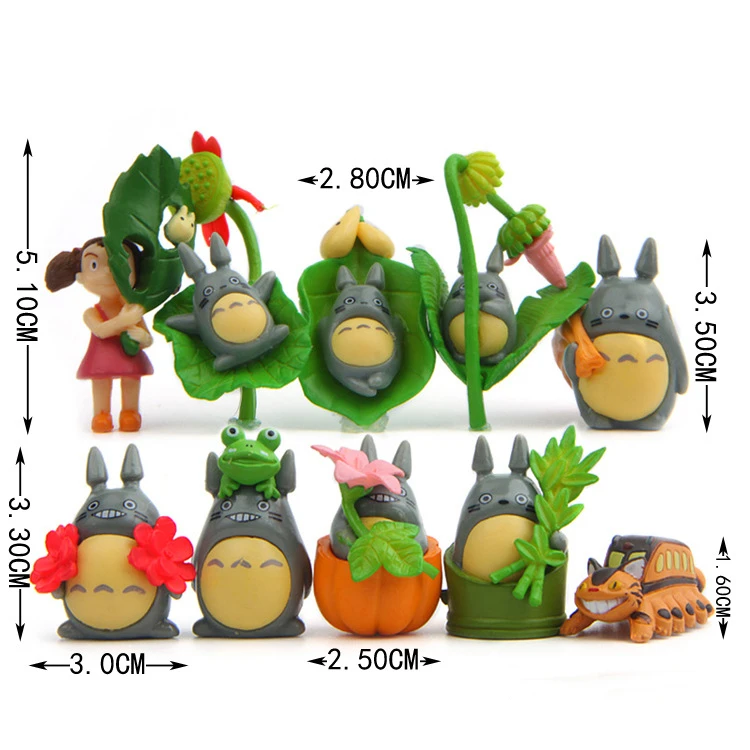 

10Pcs Pumpkin Edition Grey Totoro Action Toy Figures 3-4CM