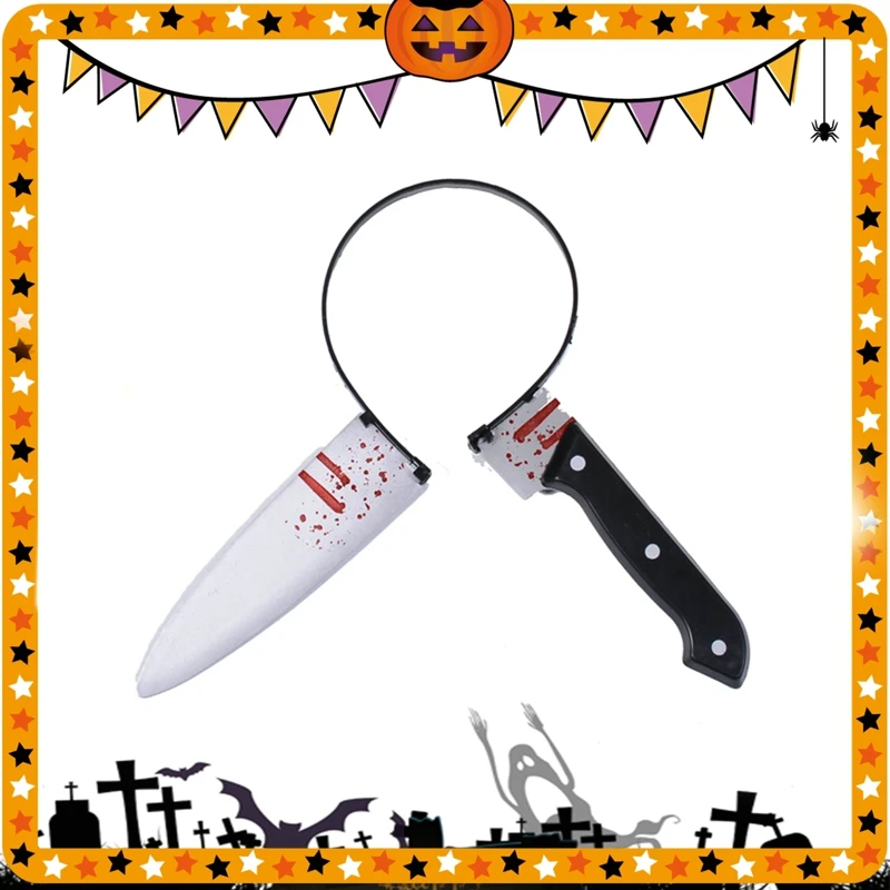 

2022 Хэллоуин хитрый повязка на голову пряжка на голову Хэллоуин для вечевечерние искусственный нож для женщин и мужчин