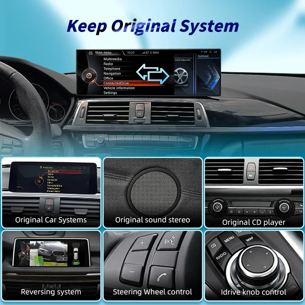 Фото Автомобильный радиоприемник RHD LHD 14,9 дюйма, Android13, для BMW 5 серии F10 F11 F18 2011-2017 CIC NBT, мультимедийная GPS-навигация, сенсорный экран Carplay №3