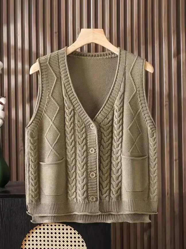 Высококачественный короткий весенне-осенний вязаный кардиган с v-образным