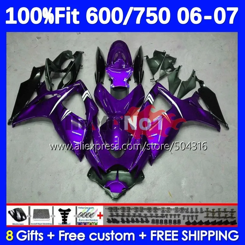 

Корпус инжектора для GSXR-750 GSXR 600 750 CC 600CC 16No.100 GSXR-600 purple blk K6 750CC GSXR600 GSXR750 06 07 2006 2007 обтекатель