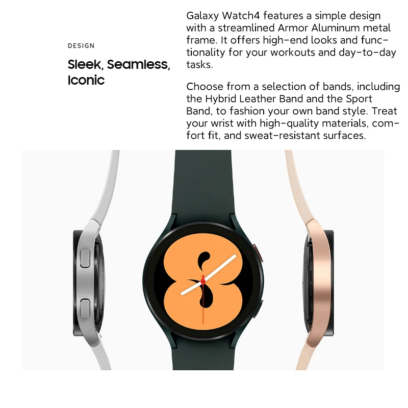 Оригинальные Смарт-часы Samsung Galaxy Watch 4 Bluetooth Φ 40 мм NFC AMOLED дисплей измерение