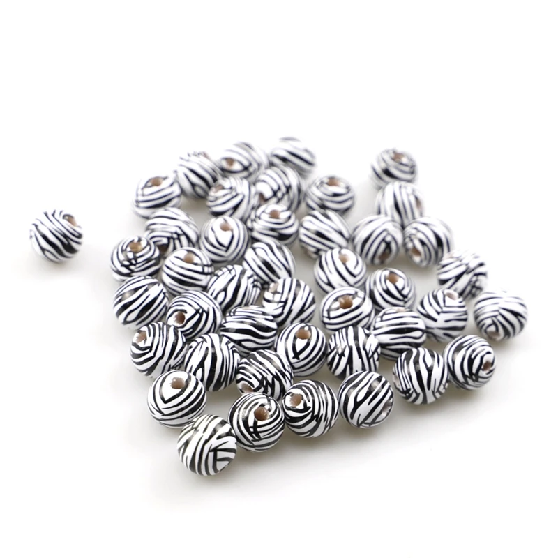 

50Pcs Cow Print Bead Leopard Print Bead 16mm Wood Bead for Jewelry Making Gift Bag Drawstring Keychain Charms DIY Crafts