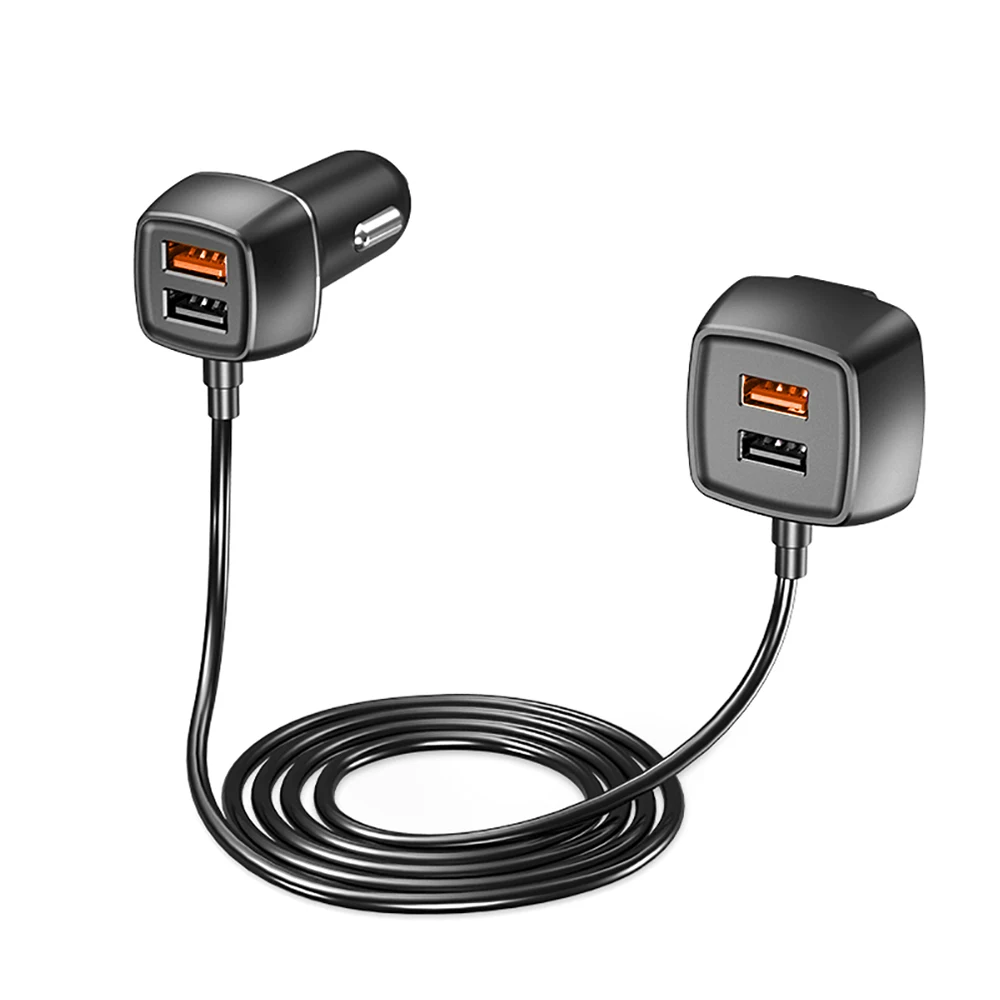 

Быстрая зарядка адаптер USB QC 4 порта Автомобильный мобильный телефон зарядное устройство Универсальная мощность 60 Вт 12В-24В для переднего за...