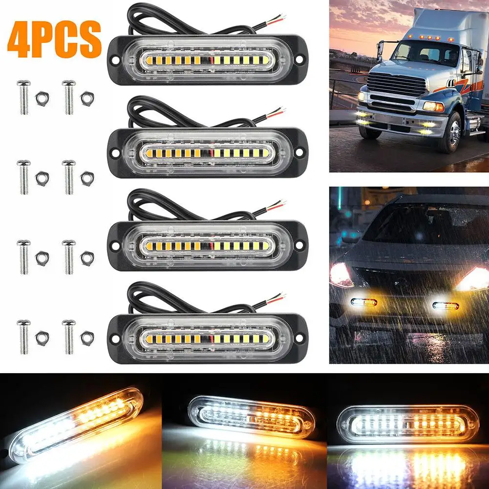 

4pcs Led Strobe Warning Light Cheap Strobe Grille Flashing Lightbar Truck Car Beacon Lamp Amber Light 12V 24V 36w Ip68 Waterproo