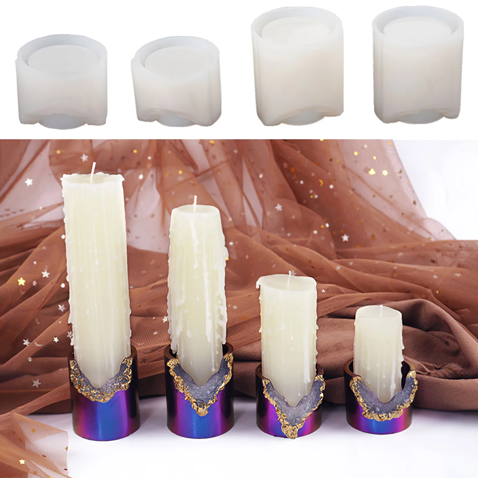 

DIY Epoxy Resin Mold Crystal Candle Holder Candle Base Storage Cup Crystal Cluster Cup Silicone Mold