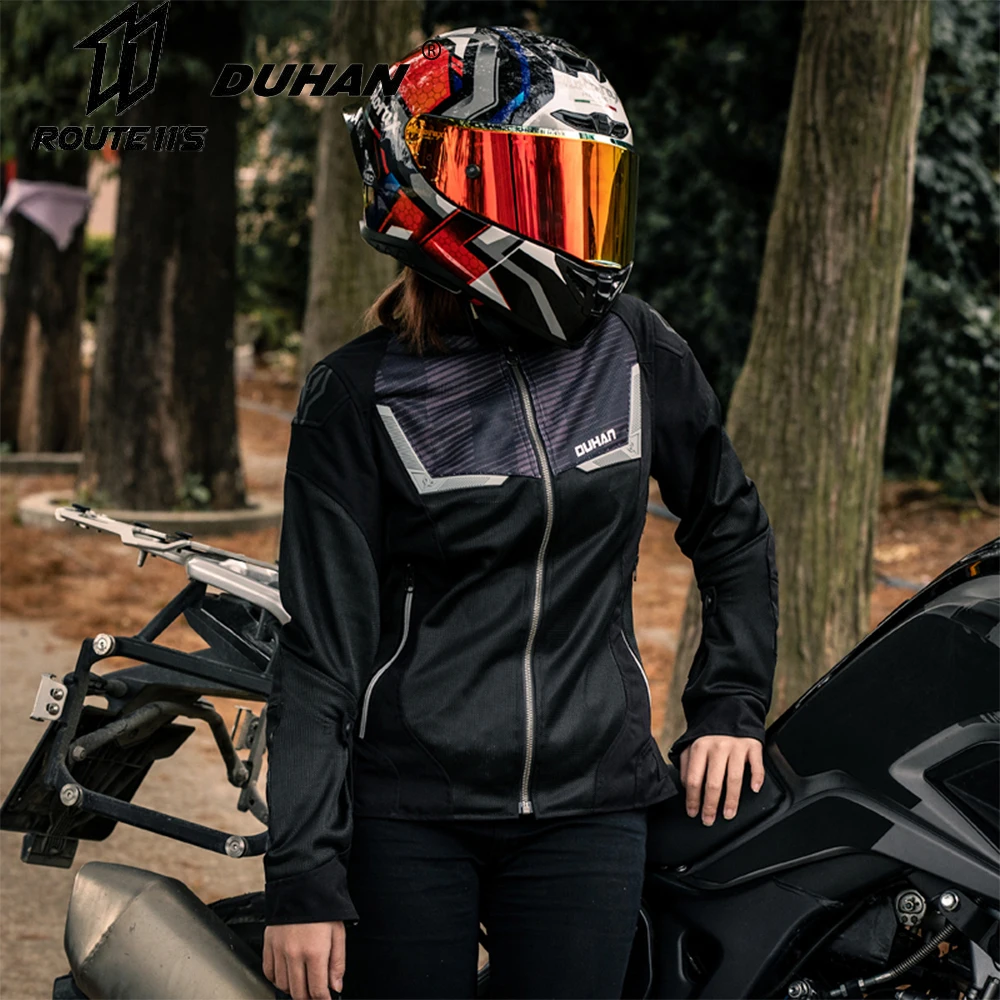 

DUHAN Cycling Jacket Women Summe Breathable Mesh Motorbike Protective Gear Jacket Motocross Motorcycle Protection Clothing