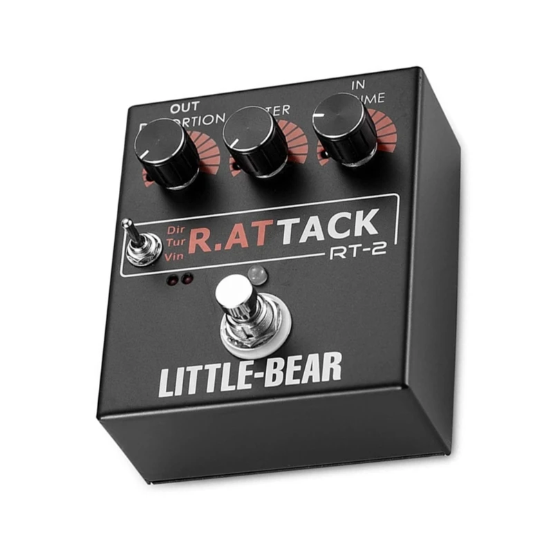 Professional Guitar Distortion Effector Black Electric 3‑Level  Tone Turbo-/Vintage-/Dirty with True-Bypass Metal