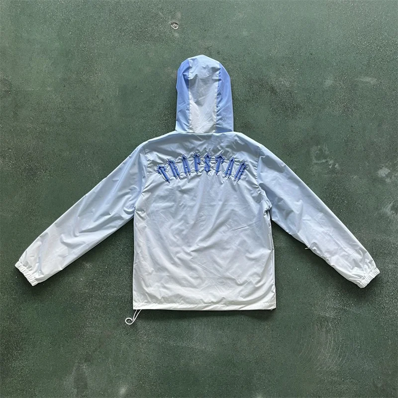

High Street 2022 Winter Men Jacket Trapstar Irongate T Windbreaker-Blue Grdient Blue Top Quality Embroidered Fashion Women Coat