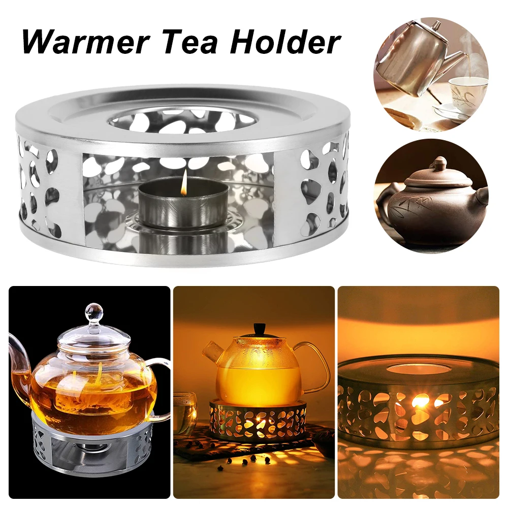 

Stainless Steel Tea Warmer Teapot Holder Candle Warmer Base Round Candle Heater Coffee Milk Candle Heating Base Holder Teaware