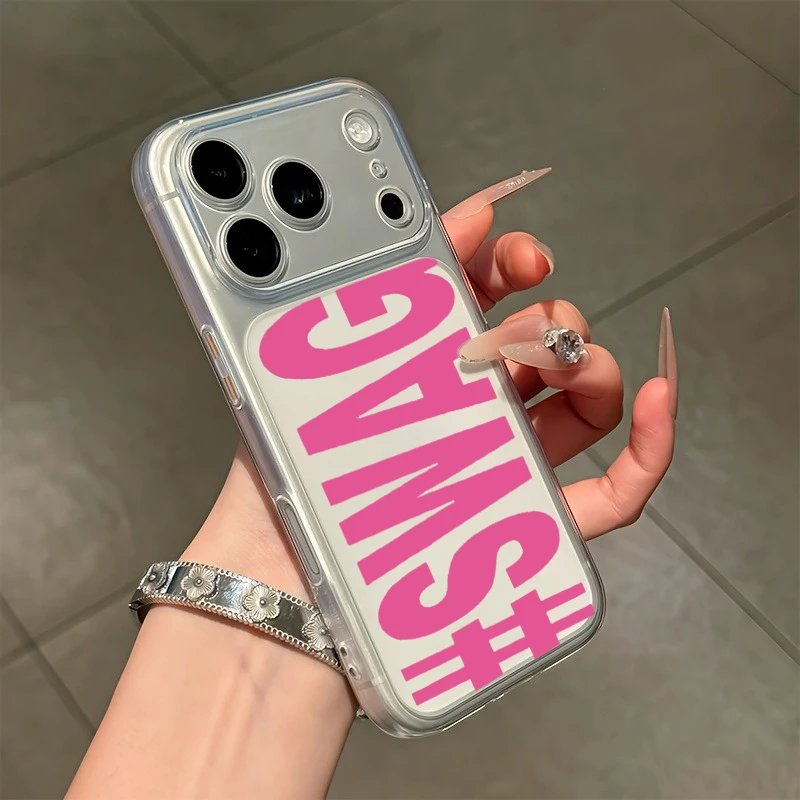 Фото Ярко-розовый черный прозрачный чехол для телефона с надписью SWAG для iPhone 17 16 Plus 15 Pro 14 13 12 11 Pro Max X XS XR 7 8 SE, защитный чехол из ТПУ №1