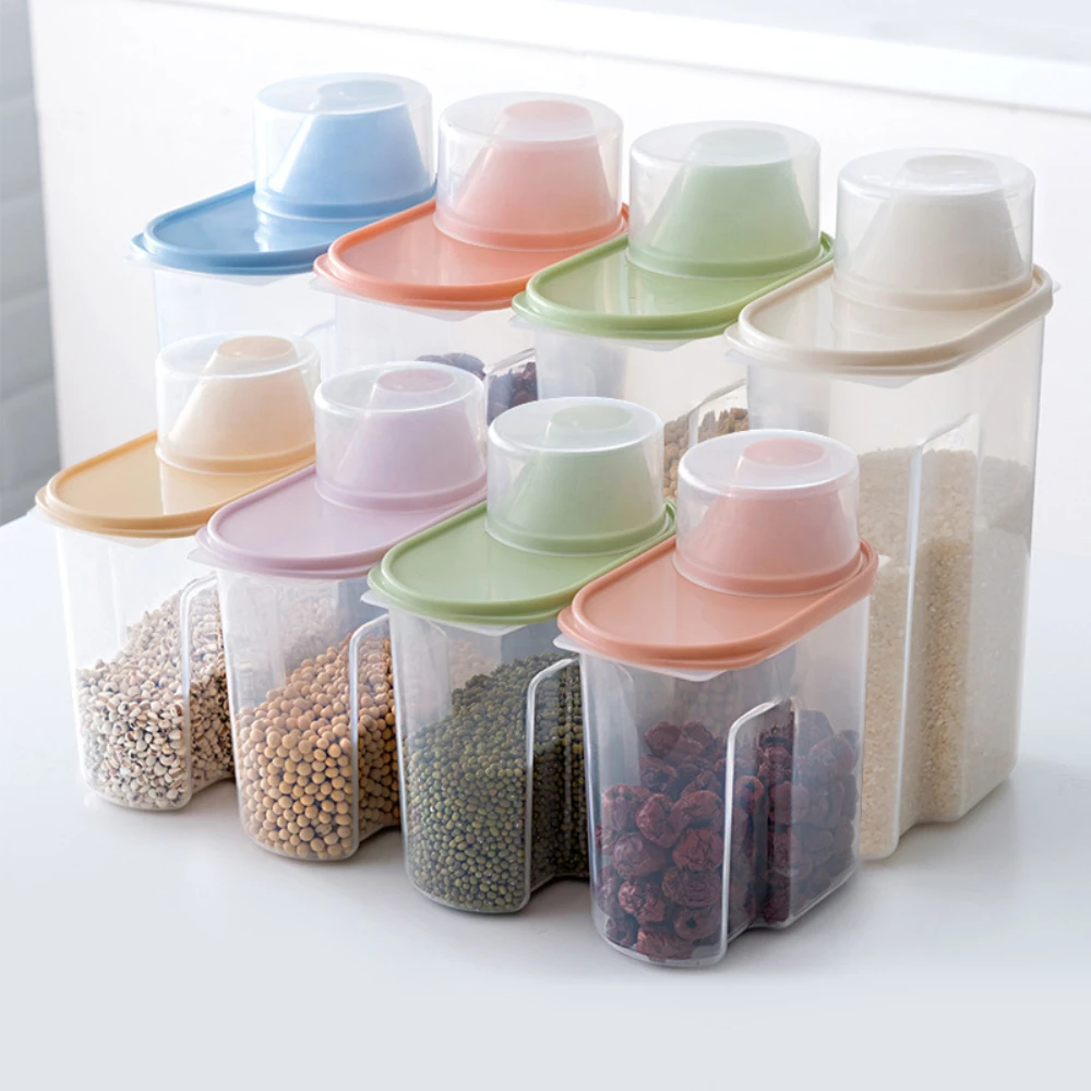 

Plastic Cereal Dispenser Storage Box Kitchen Food Grain Rice Container Nice Kitchen Large Rice Storage Boxes Flour Grain Storage