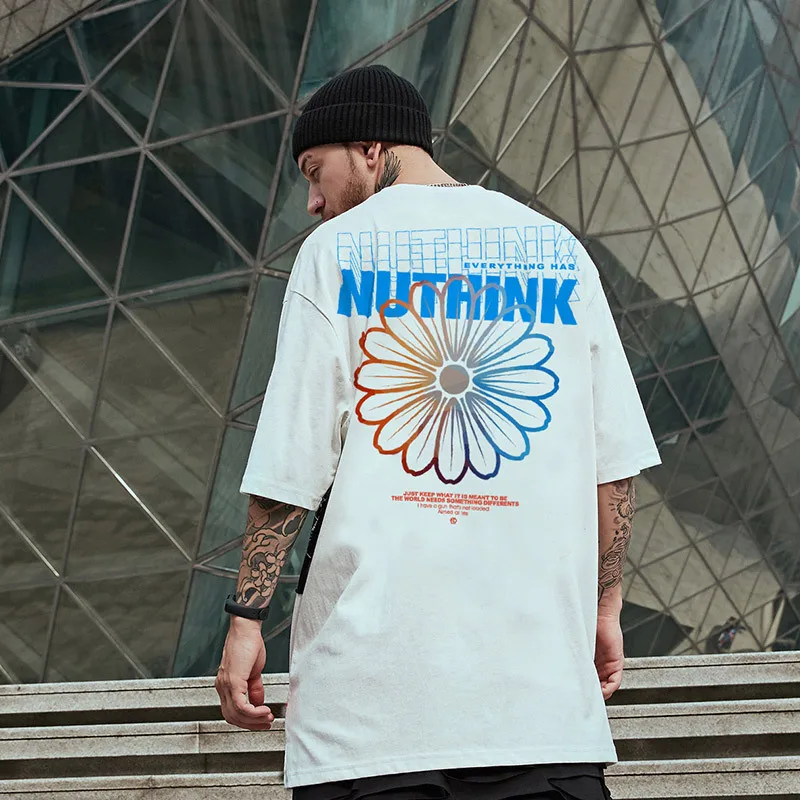 

2022 new Korean style printed T-shirt fat men's fashion ins short sleeve fashion brand loose summer large 5 / 2 sleeve