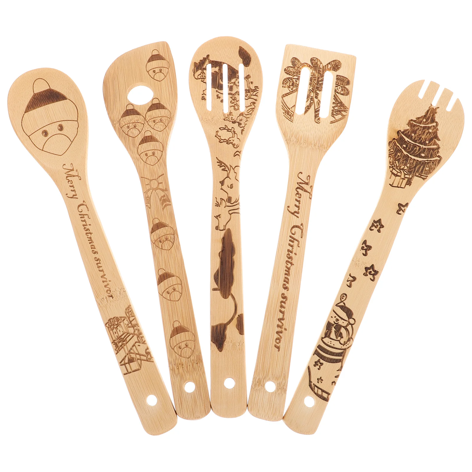 

5pcs Spatula Spoons Set Christmas Nonstick Spatulas and Spoons Kitchen Utensil Set Gift for House Warming