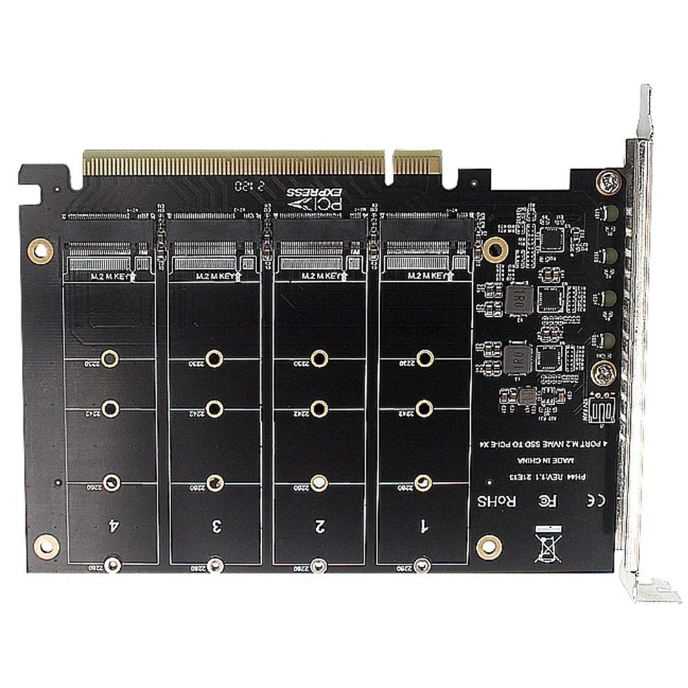 4-портовый адаптер NVMe на PCIE M.2 NVME PCIe X16 4x32 Гбит/с конвертер для жесткого диска